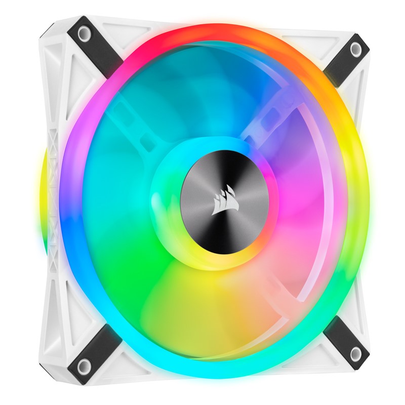 Corsair iCUE QL140 RGB 140mm PWM Dual Fan Kit with Lighting Node CORE - White