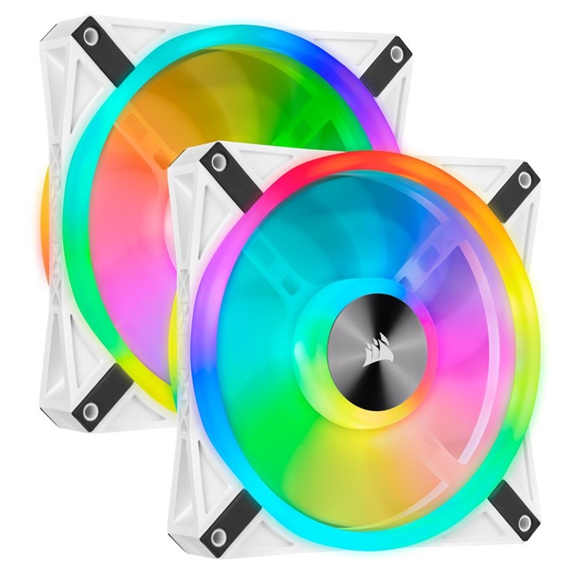Corsair iCUE QL140 RGB 140mm PWM Dual Fan Kit with Lighting Node CORE - White