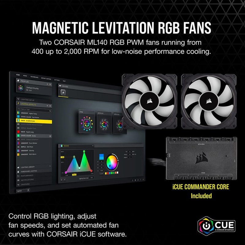 Corsair iCUE H115i Elite Capellix 280mm ML RGB Liquid CPU Cooler - Black