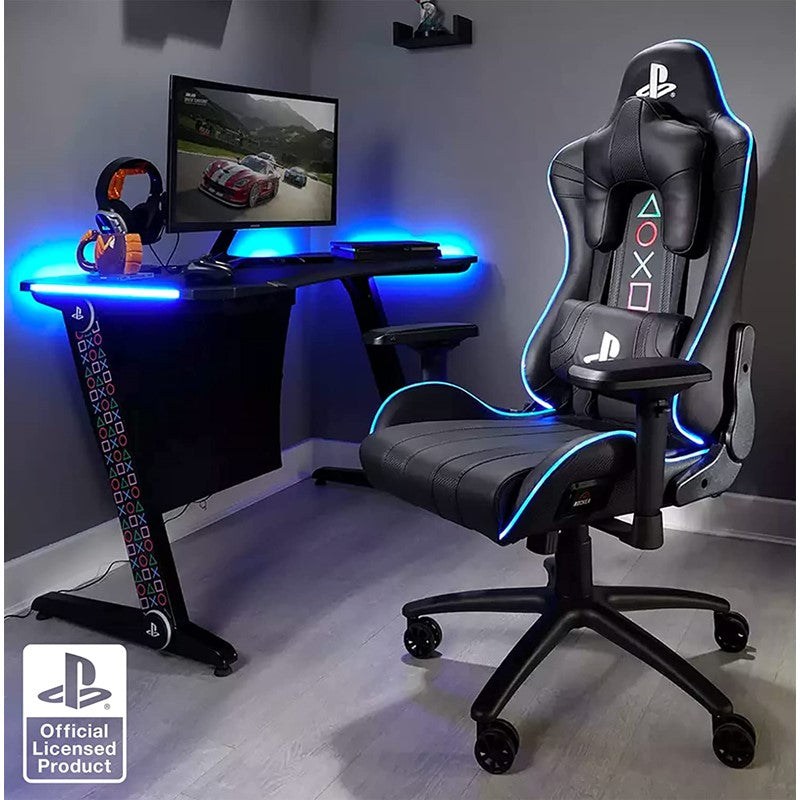 X-Rocker Official PlayStation Borealis Gaming Desk with LED's