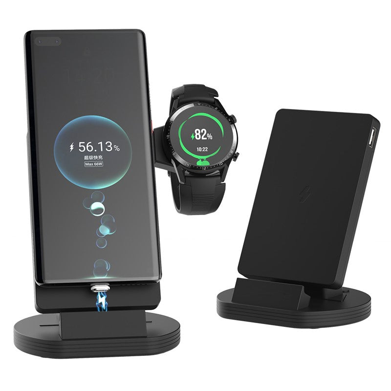 Gadgeton 4 In 1 Wireless Charging Stand For Apple Watch, Smart Phones & QI Enabled Cell Phones And Airpods - Black