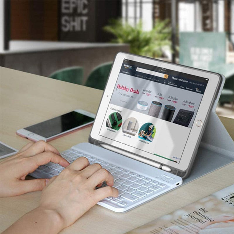 HDCI Portable Rechargeable Keyboard For All Smart Phort Phones & Tablets - White ( Arabic , English )