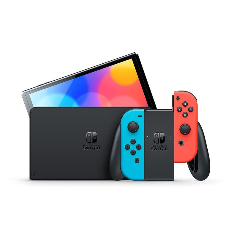 Nintendo Switch OLED Console with Neon Blue/ Neon Red Joy-Con