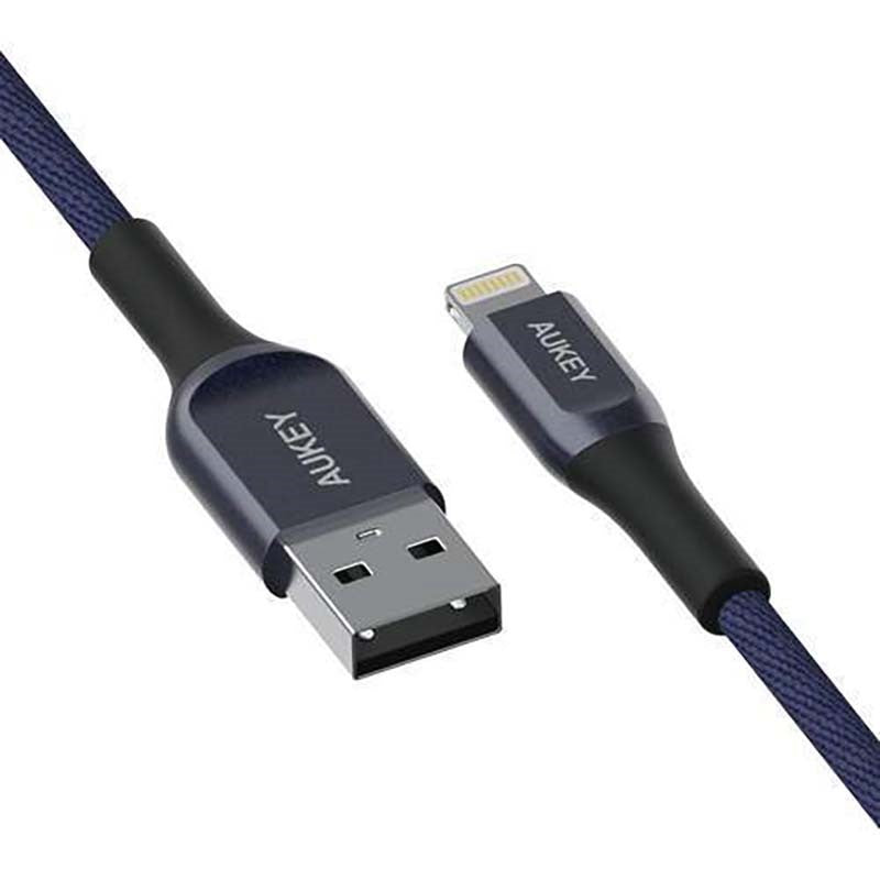 Aukey Kevlar Core MFi Lighting Cable , 3Ft/1.2Mtrs - Blue