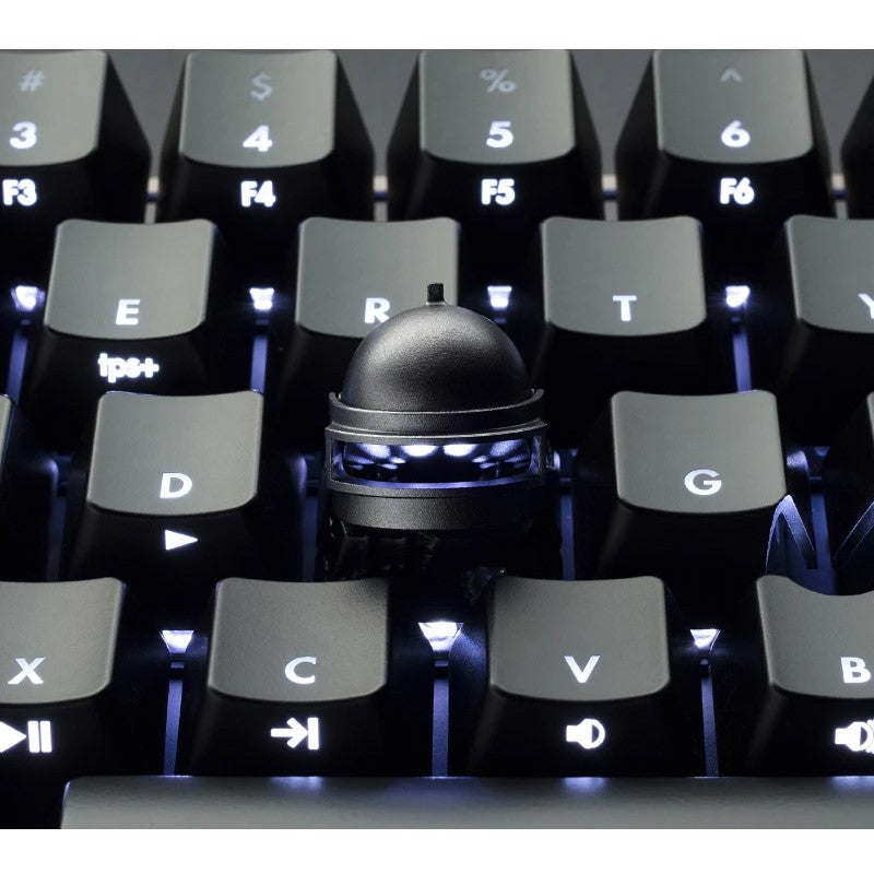 ZomoPlus Customized 3D XPLOSION Cherry MX Switches And Clones, Chicken Dinner Theme Metal Keycap With CNC Engraving (1u Size) - Black/Grey
