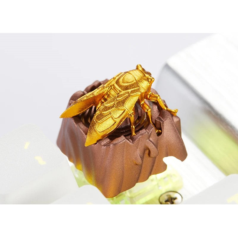 ZomoPlus Customized 3D GOLDEN CICADA Cherry MX Switches And Clones, Game And Movie Theme Metal Keycap With CNC Engraving (1u Size) - Golden
