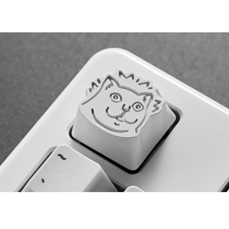 ZomoPlus Customized MUR CAT Cherry MX Switches And Clones, Game And Movie Theme Metal Keycap With CNC Engraving (1u Size) - White