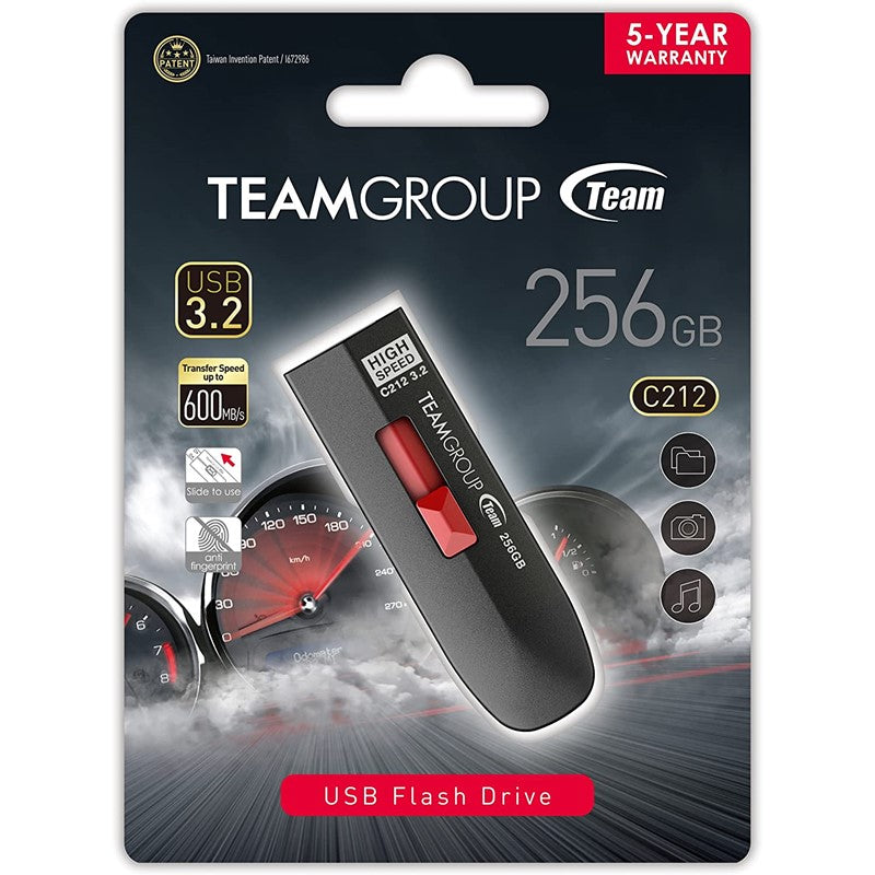Teamgroup T-Force 256GB C212 Extreme USB 3.2 Gen2 Flash Drive,Compatible with Computer/Laptop/PS4 PS5, Upto 600Mb/a Speed, 3 Years Warranty