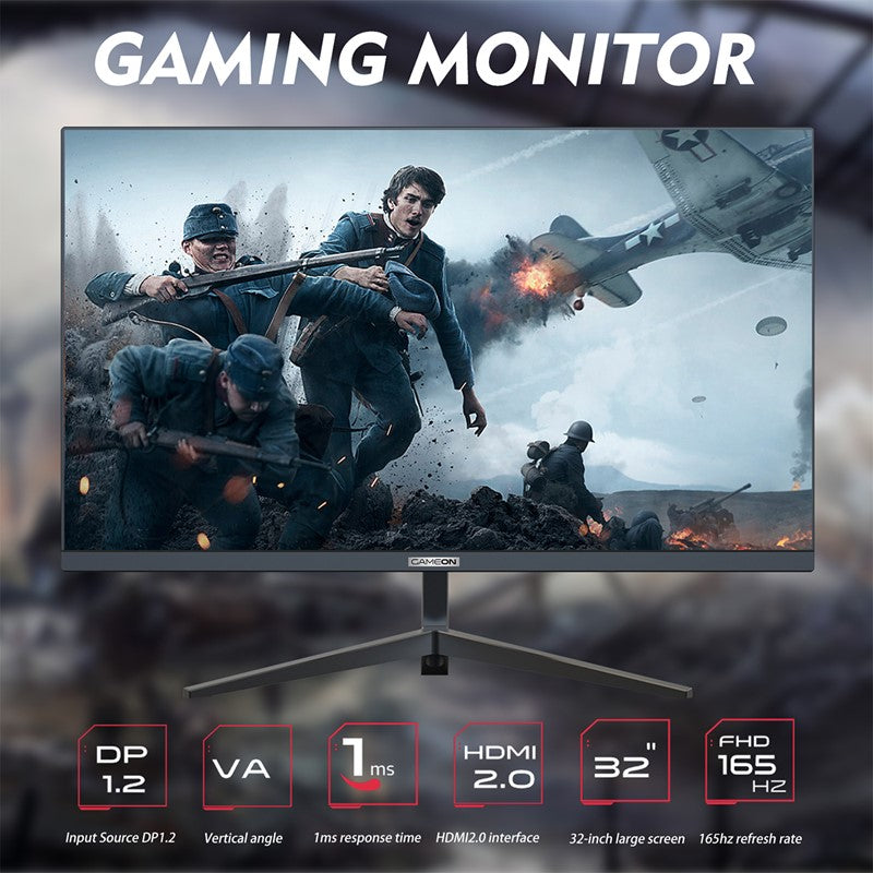 شاشة ألعاب مسطحة جيم أون GOE32FHD165VA 32 بوصة FHD، 165 هرتز، 1 مللي ثانية، أسود - (متوافقة مع وحدة التحكم HDMI 2.1)