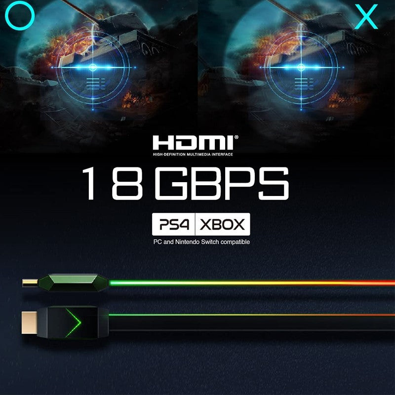 VIVIFY ARQUUS W73ø Razer Chroma Enabled 4K HDMI 2.0 Fiber Optics RGB Light up Gaming HDMI To HDMI Cable 2.7M - Black