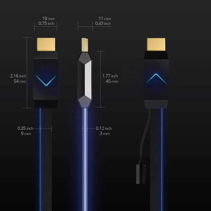 VIVIFY ARQUUS W73 4K HDMI 2.0 Fiber Optics RGB Light up Gaming HDMI To HDMI Cable 4.5M - Black