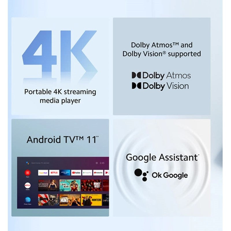Xiaomi TV Stick 4K With Built In Chromecast, 8GB ROM And 2GB RAM - Black