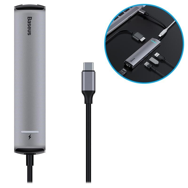 Baseus 6 In 1 Smart Type C Hub , USB, HDMI, Network