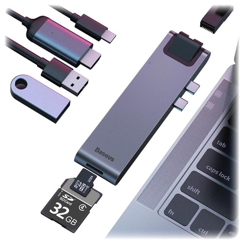 Baseus Thunderbolt C+Pro Seven-In-One Smart Hub Docking Station Grey