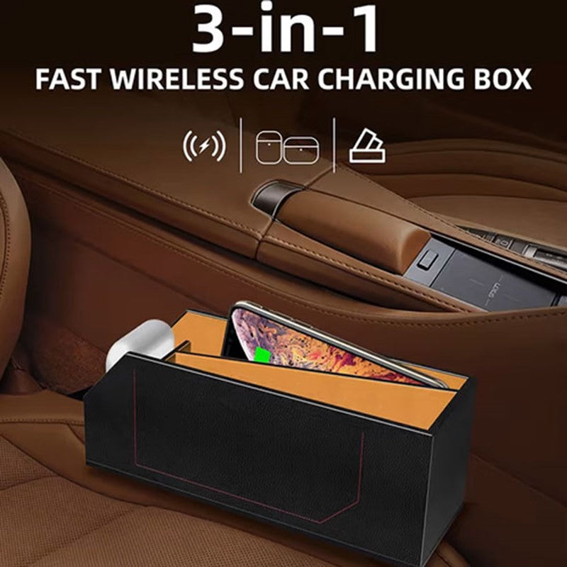 3 in 1 Wireless Charger , Airpods Charger and Storage Box For Car