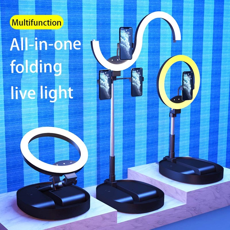 3 In 1 Multifunctional Folding DIY LED Splicing Half Selfie Ring Light, Room Decoration - Black USB Powered With Tripod & Phone Holder For Entertainment, Gaming