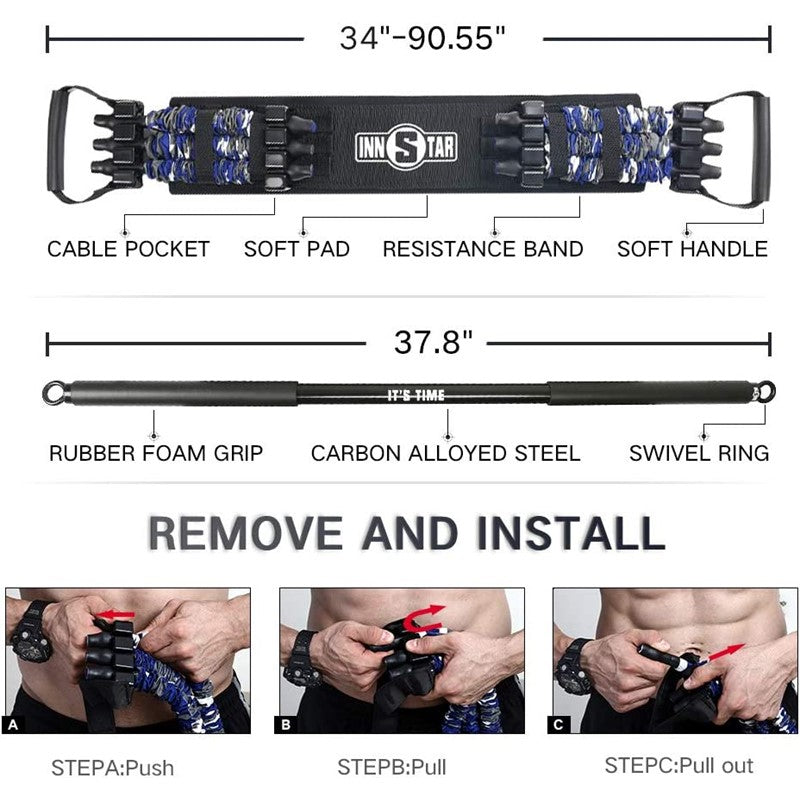 Bench Press Chest Push Artifact Barbell Push-Up Bracket Chest Muscle Training Home Fitness Equipment  Elastic Belt