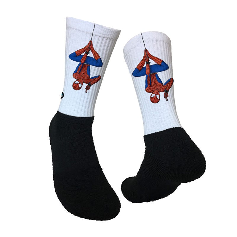 Lurk in Shrubs Socks Spiderman Upside Down - S