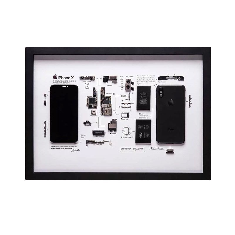 Grid Framed iPhone X Disassembled Smart Phone (Size: 11.7 x 16.5