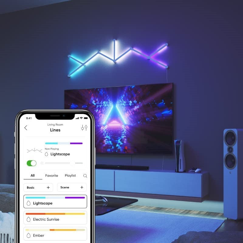 Nanoleaf Lines - RGBW Smarter Kit With 16M+ Colors, Dimmable Gaming and Home Decor Wall Lights (15 LED Light Lines)