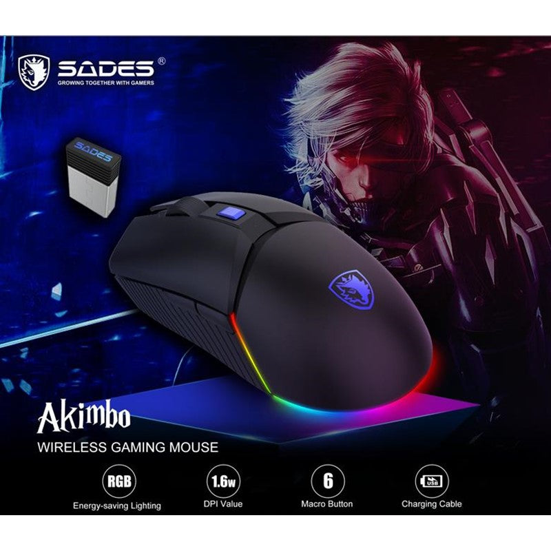 Sades Akimbo Wireless Gaming Mouse - Black