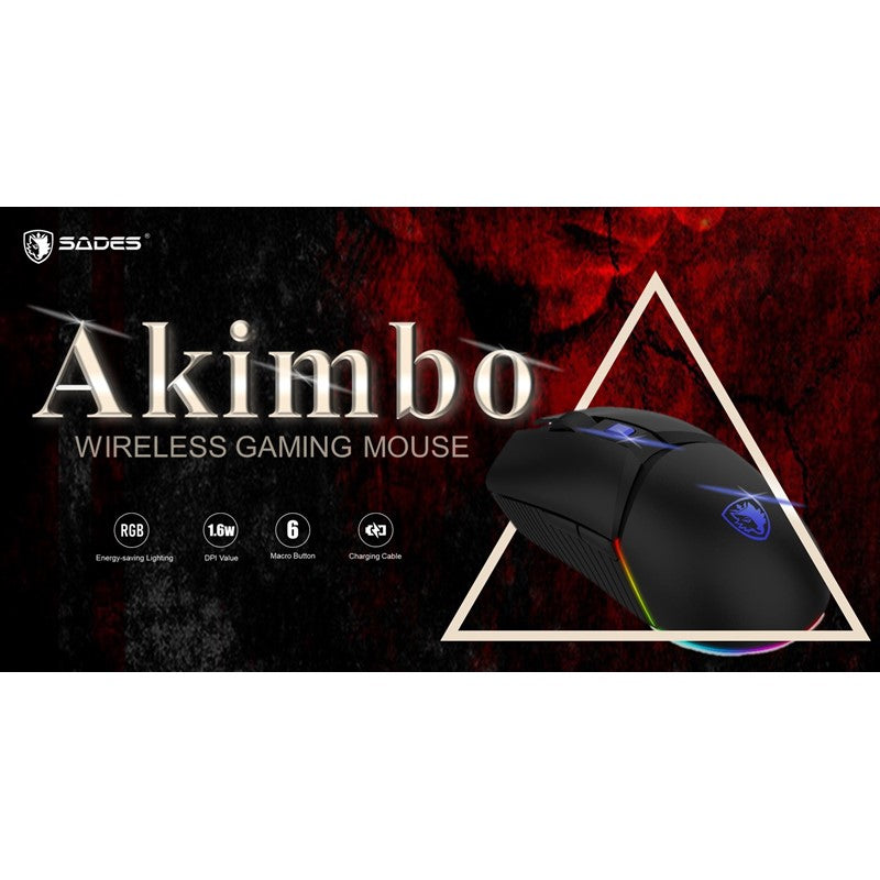 Sades Akimbo Wireless Gaming Mouse - Black