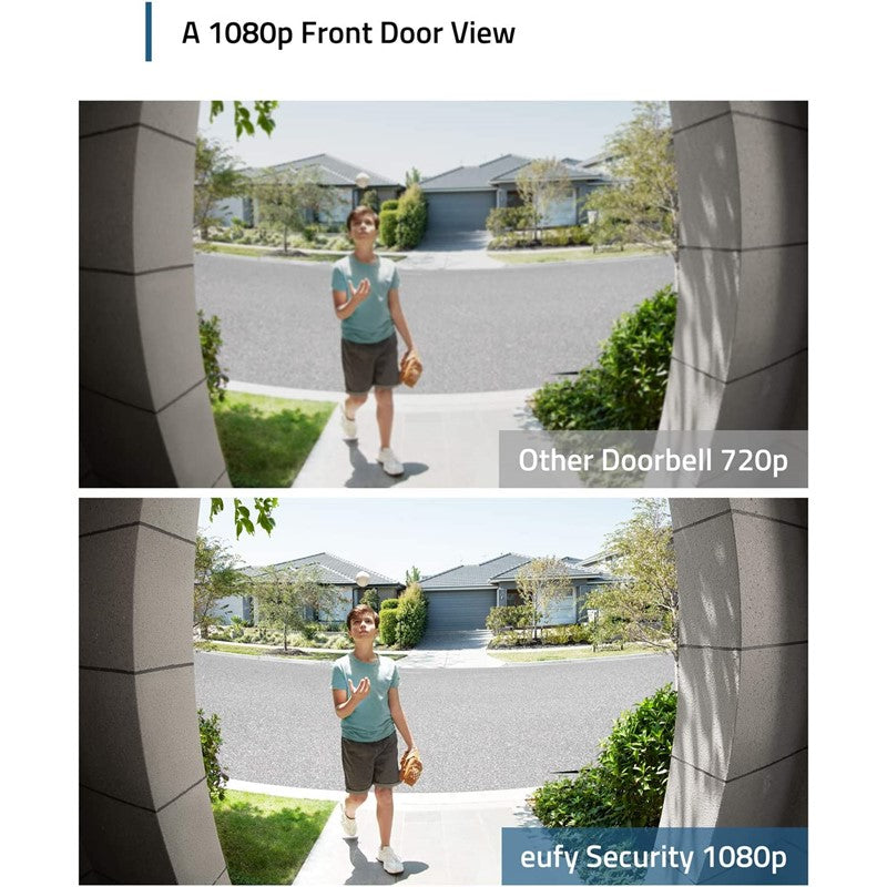 eufy Security, Battery Video Doorbell Kit, Wire-Free Doorbell, Free Wireless Chime, Wi-Fi Connectivity, 1080p-Grade Resolution, No Monthly Fees, 120-day Battery, AI Detection, 2-Way Audio, Black