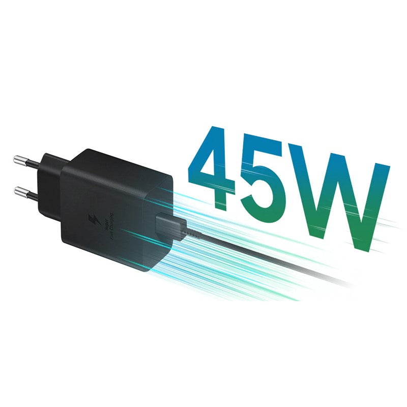 Samsung 45W PD Power Adapter, USB-C to USB-C Cable (5A) Black