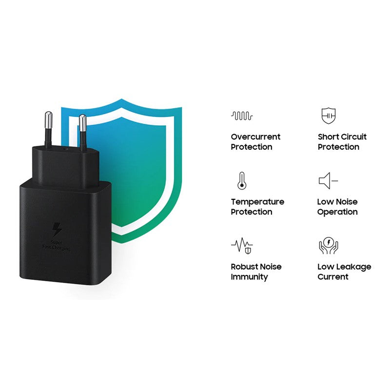 Samsung 45W PD Power Adapter, USB-C to USB-C Cable (5A) Black