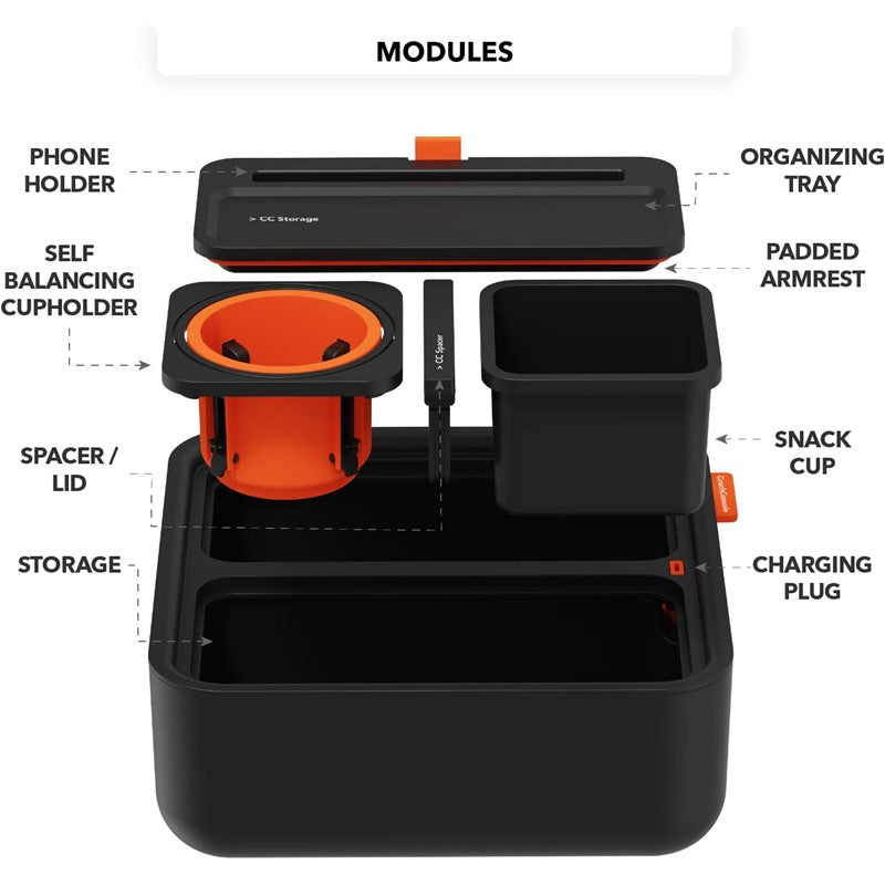 Couch Console Original Cup Holder Tray, Drinks & Snacks Sofa Caddy with Armrest, Table with Phone Stand- TV Remote Control Storage and Organizer - for Living Rooms, RV, and Cars
