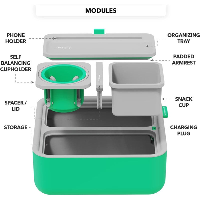 Couch Console Original Cup Holder Tray, Drinks & Snacks Sofa Caddy with Armrest, Table with Phone Stand- TV Remote Control Storage and Organizer - for Living Rooms, RV, and Cars