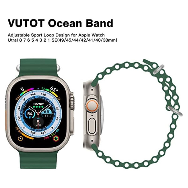 COTEetCI Ocean Band Apple Watch Band 49mm 45mm 44mm 42mm , Adjustable Sport Band for Apple Watch Ultra and Watch Series 8 7 6 5 4 3 2 1 SE
