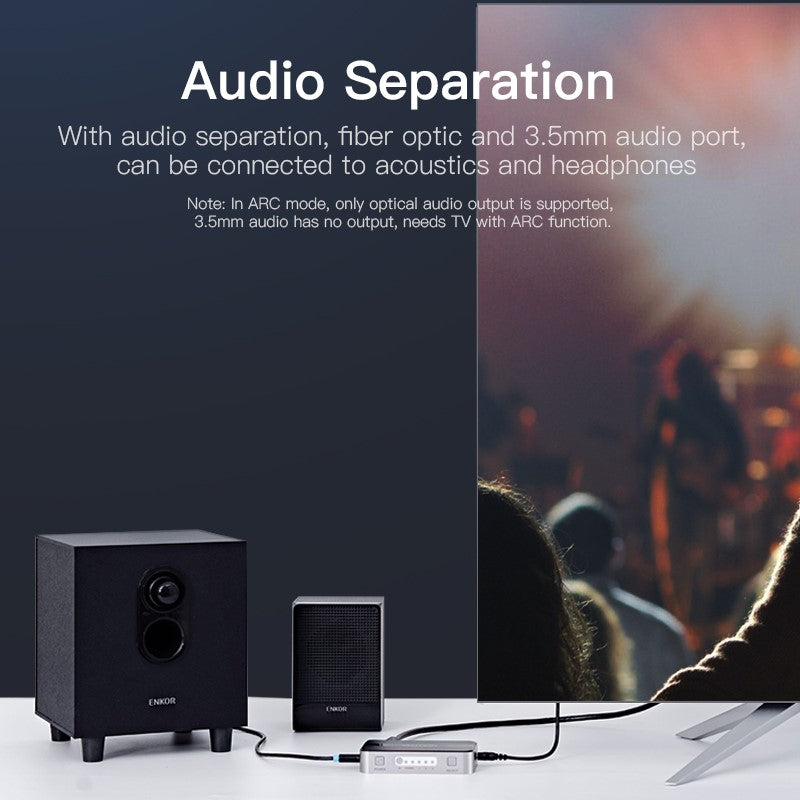 Vention - 3 In 1 Out HDMI Switcher With Audio Separation - Open Box