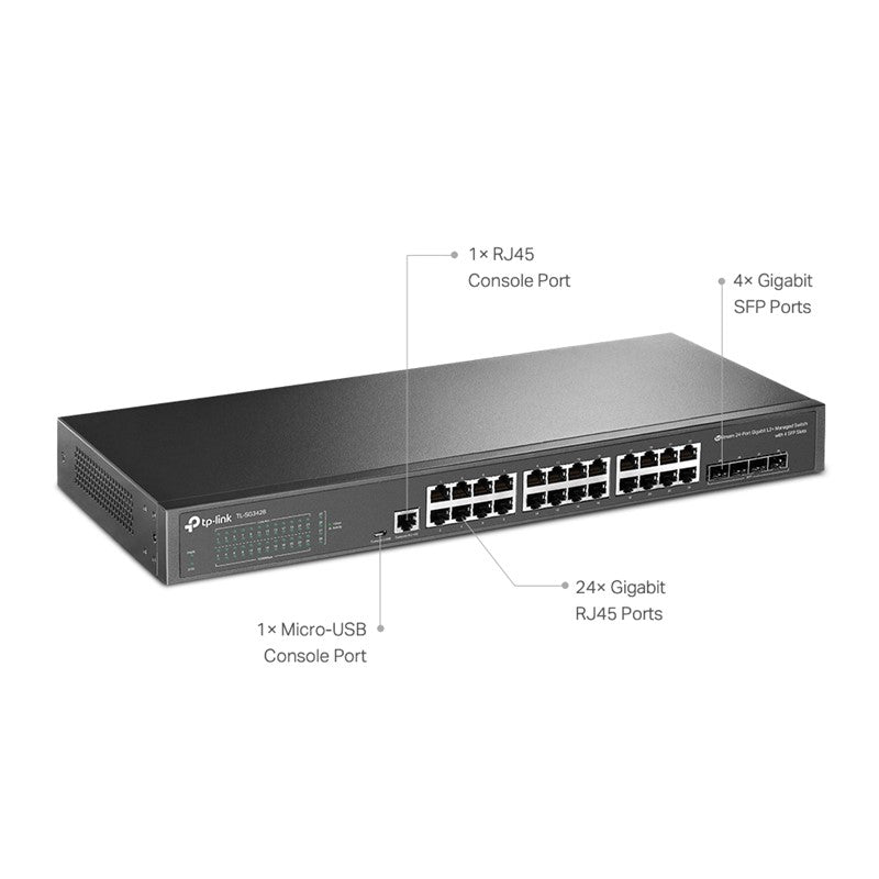 TP-Link TL-SG3428 JetStream 24-Port Gigabit L2 + Managed Switch With 4 SFP Slots