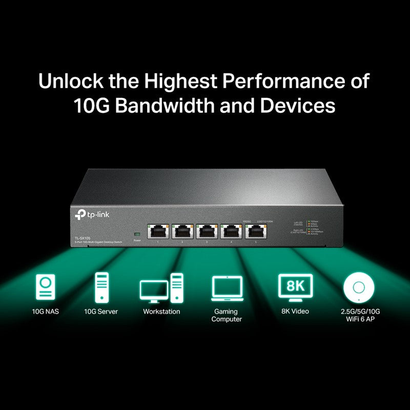 TP-Link TL-SX105 5-Port 10G Multi-Gigabit Desktop Switch