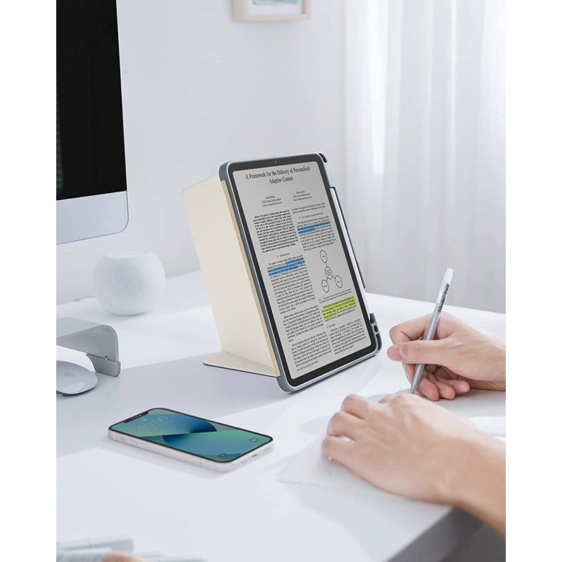 جراب Tomtoc Inspire-B02 iPad ثلاثي الوضع أبيض عاجي