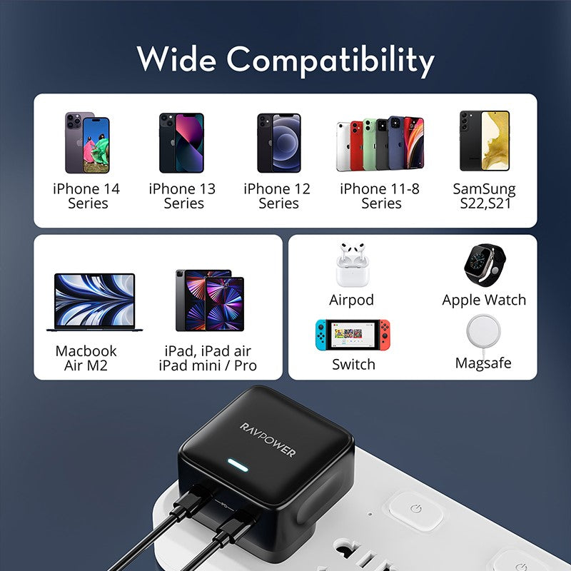 Ravpower RP PC1031 PD Pioneer Wall Charger 35 Watts-2-Port