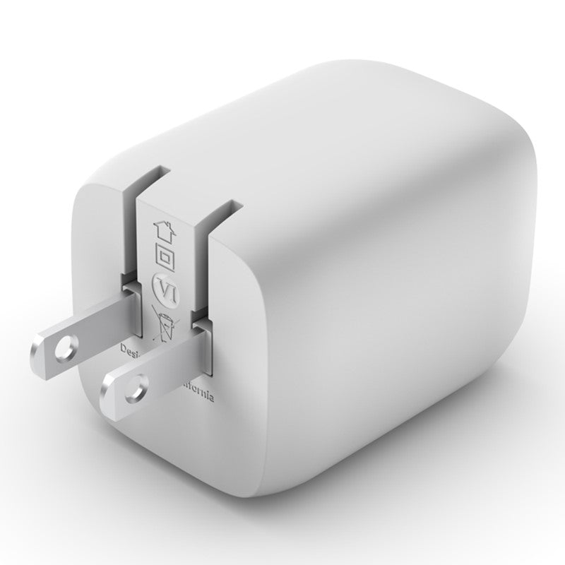 Belkin - 65W Dual Usb-C Gan Pd Wall Charger With Pps - C1/C2=65 - C1+C2=45+20, White