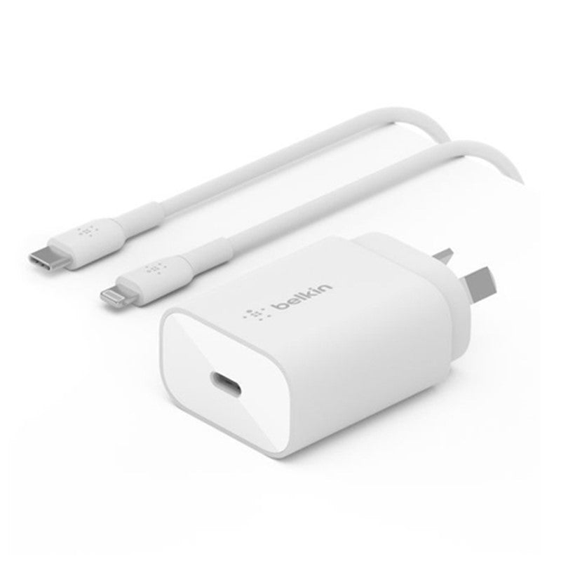 Belkin - PPS Wall Charger - PD 25W - USB-C + 1M PVC C-LTG Cable, White