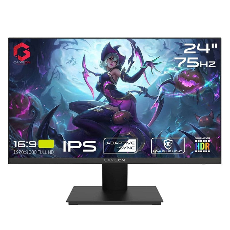 شاشة ألعاب جيم أون GOB24FHD75IPS مقاس 24 بوصة بدقة FHD و75 هرتز و4 مللي ثانية وشاشة IPS مسطحة للألعاب