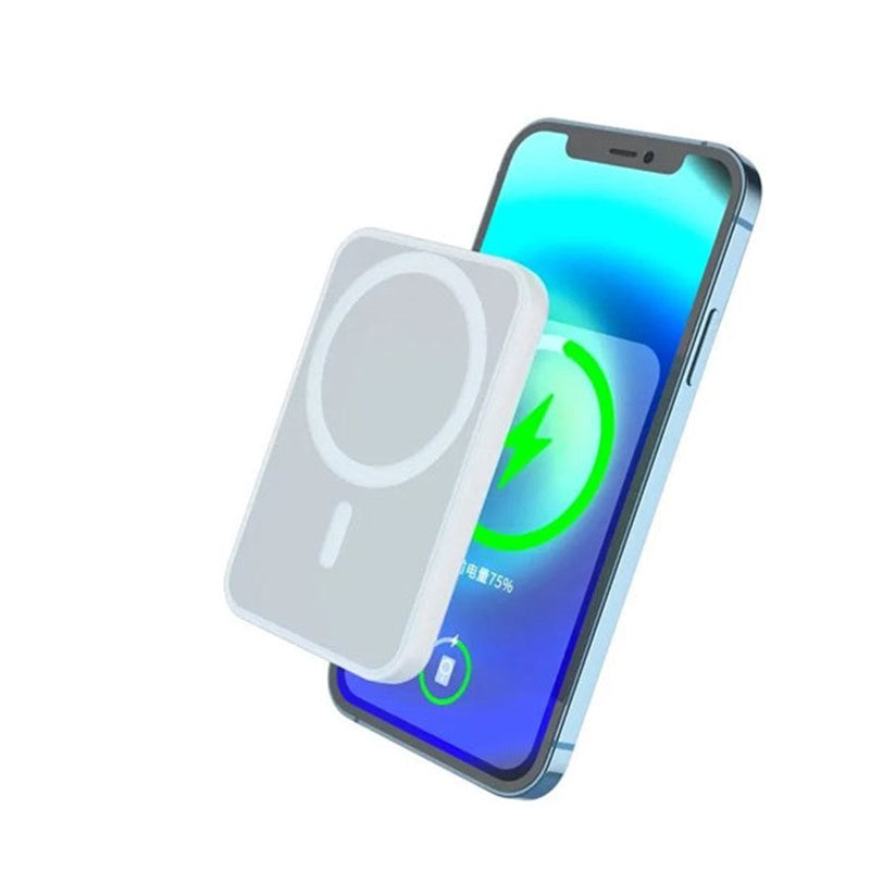 Mini Magnetic Wireless Power Bank 5000 mAh - White