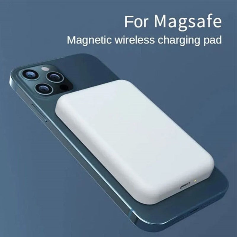 Mini Magnetic Wireless Power Bank 5000 mAh - White