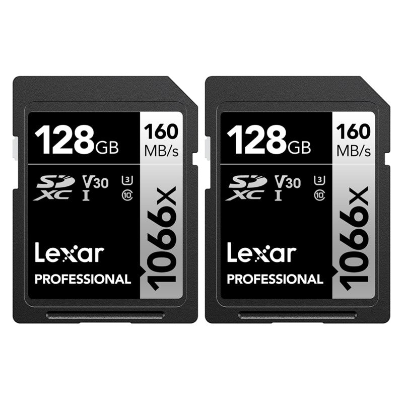 Lexar 2x128GB Professional 1066X Sdxc Uhs-I Cards, Up To 160Mb/S Read 120Mb/S Write C10 V30 U3