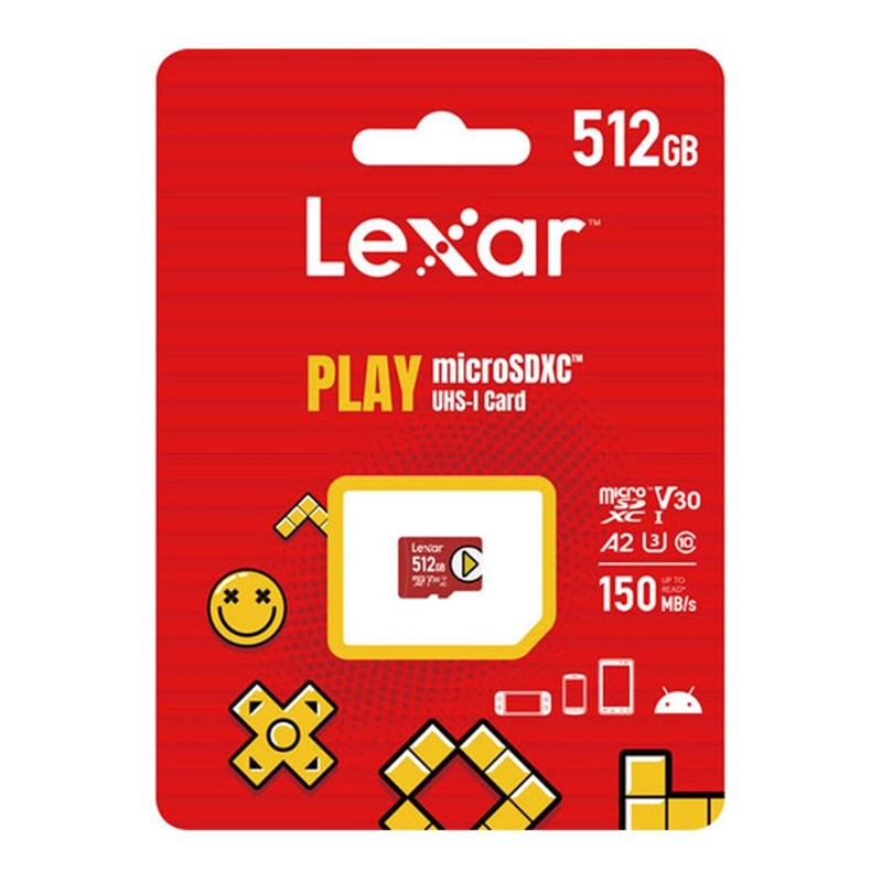 بطاقة 512 جيجا بايت من ليكسار Play Microsdxc Uhs-I ، تصل إلى 150 ميجا بايت / ثانية