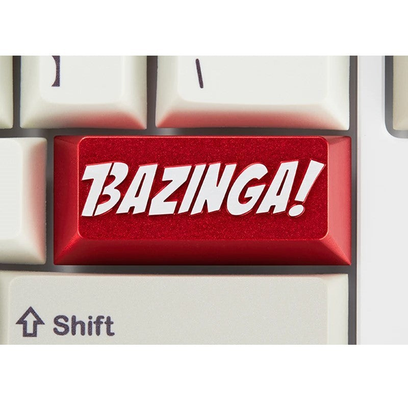 ZomoPlus مخصص BAZINGA! مفاتيح Cherry MX و Clones ، غطاء مفاتيح معدني بتصميم لعبة وفيلم مع نقش CNC (حجم 2.25u) للوحة مفاتيح الألعاب الميكانيكية - أحمر - بدون صندوق