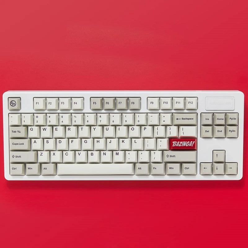 ZomoPlus مخصص BAZINGA! مفاتيح Cherry MX و Clones ، غطاء مفاتيح معدني بتصميم لعبة وفيلم مع نقش CNC (حجم 2.25u) للوحة مفاتيح الألعاب الميكانيكية - أحمر - بدون صندوق