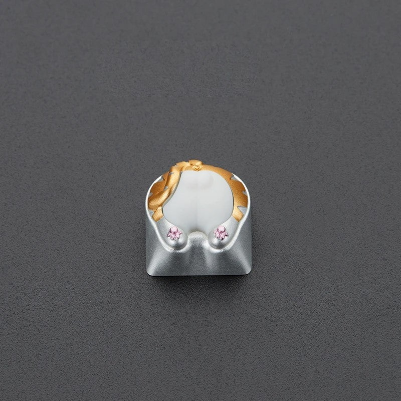 ZomoPlus مخصص KITTY Cherry MX Switches and Clones Keycap مع نقش CNC (حجم 1u) للوحة مفاتيح الألعاب الميكانيكية - فضي - صندوق مفتوح