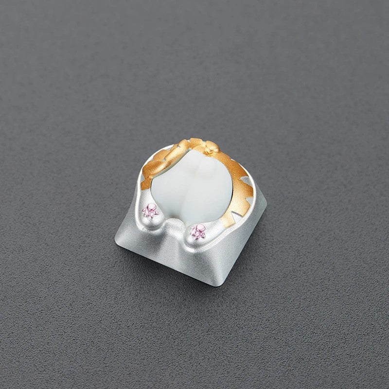 ZomoPlus مخصص KITTY Cherry MX Switches and Clones Keycap مع نقش CNC (حجم 1u) للوحة مفاتيح الألعاب الميكانيكية - فضي - صندوق مفتوح