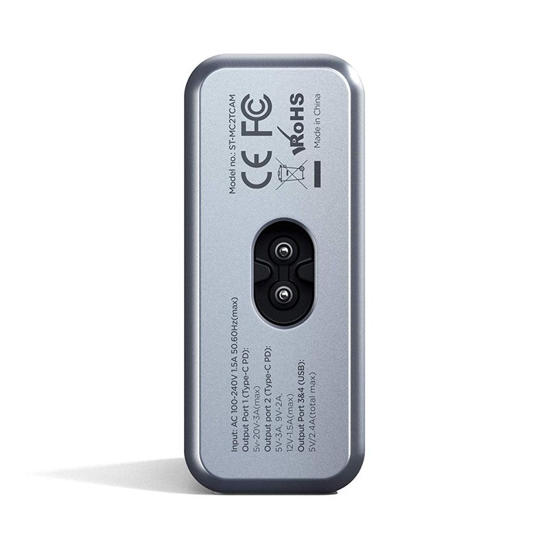 Satechi 75W Dual Type-C PD محول شاحن السفر مع منفذين USB-C PD و 2 USB 3.0 - رمادي فلكي