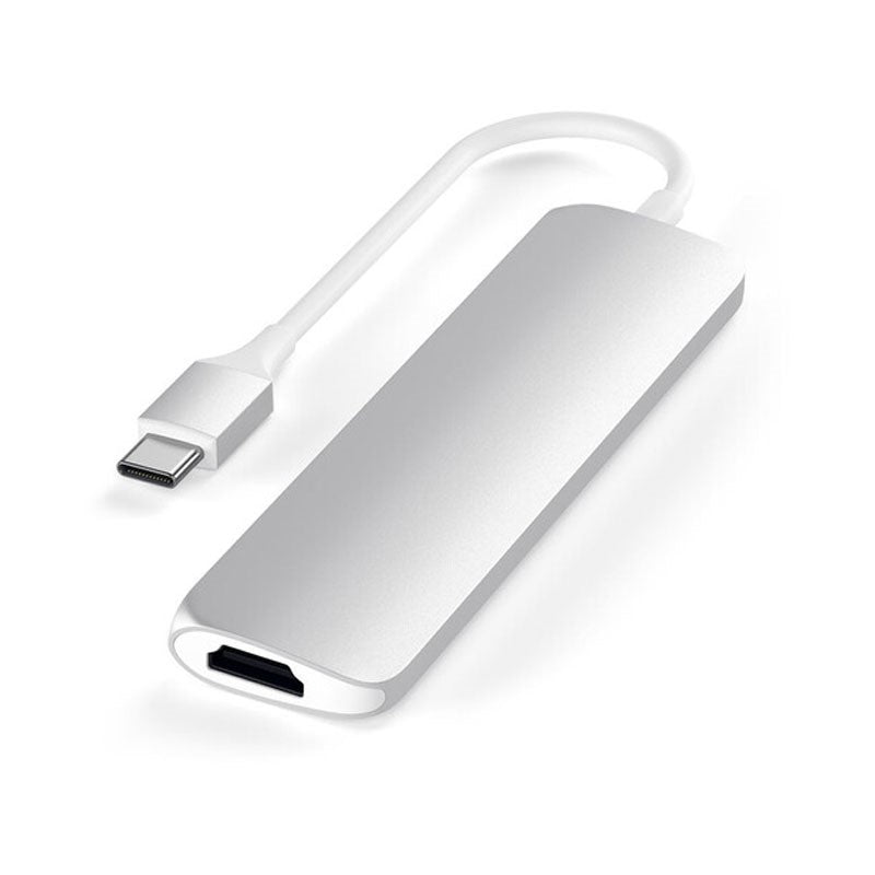 محول Satechi USB Type-C 4 في 1 نحيف متعدد المنافذ ، فضي
